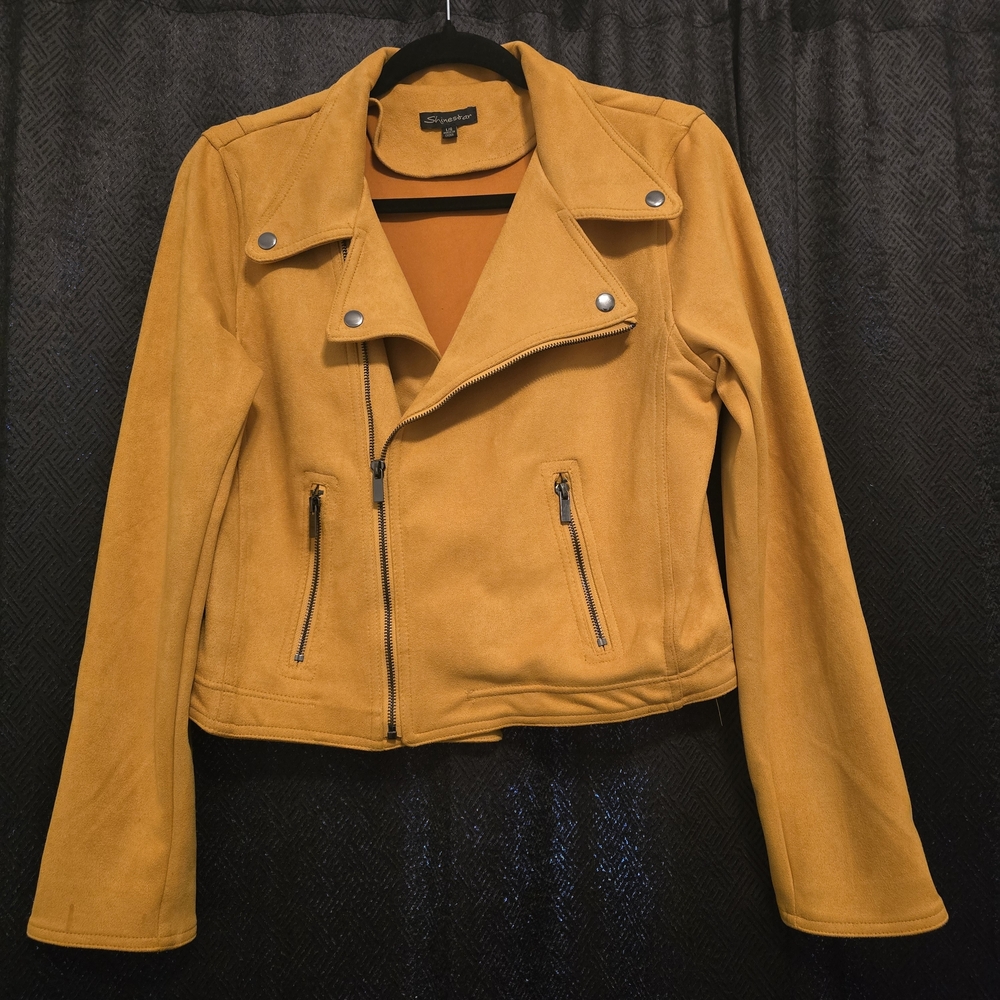 Shinestar Mustard Suede Motorcycle Jacket